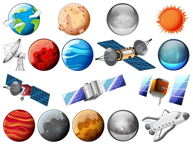 set of space objects vector