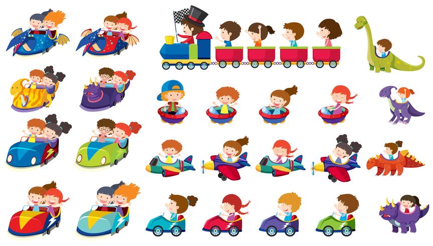 A set of children rides vector