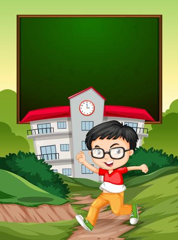 Happy boy blackboard template vector