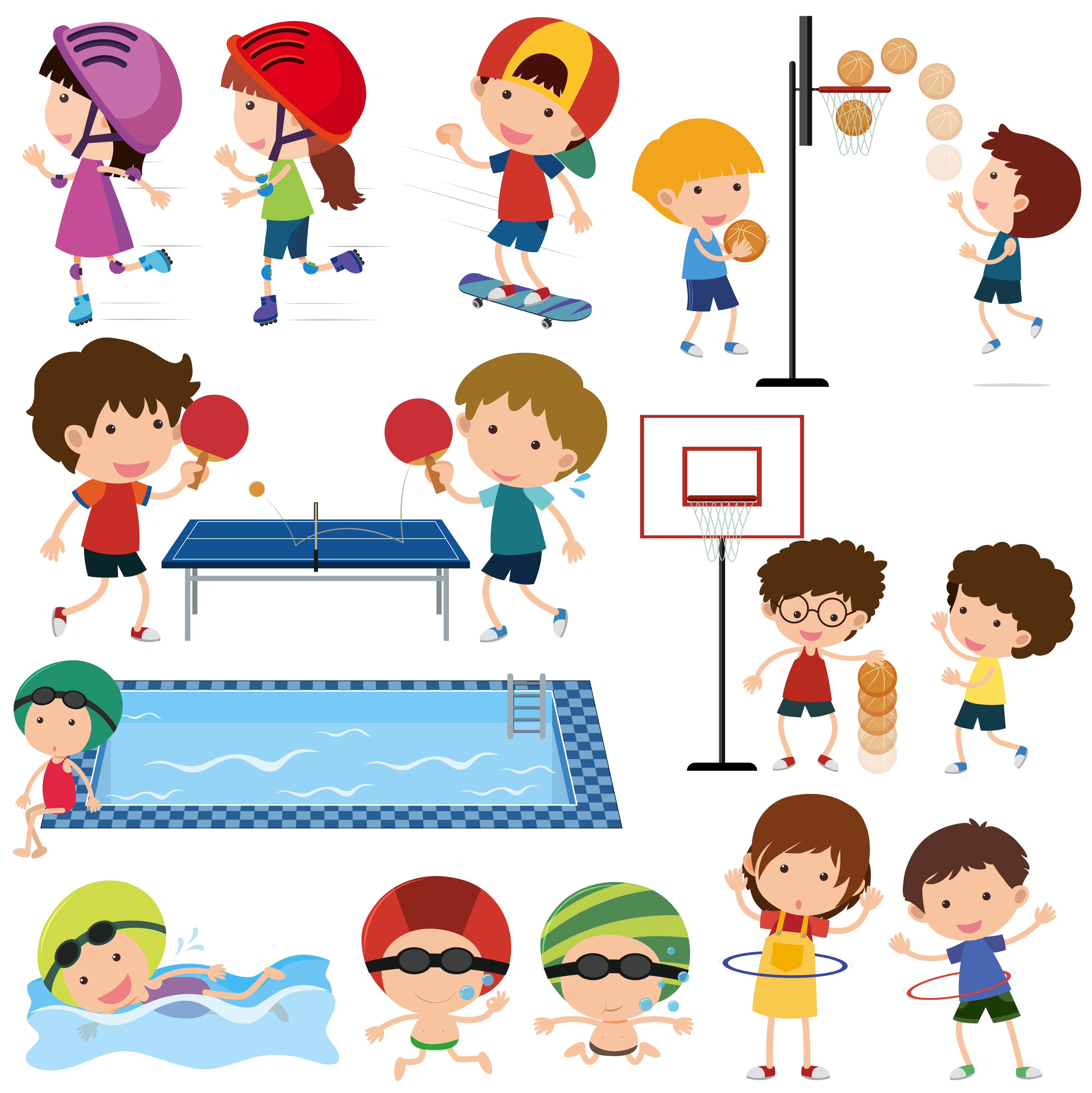 Many Children Playing Different Sports 614172 Vector Art At Vecteezy