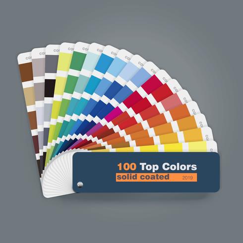 Illustration of 100 top colors palette guide for print web design usage vector