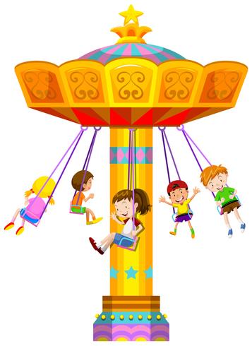 Niños columpiándose en circulo vector