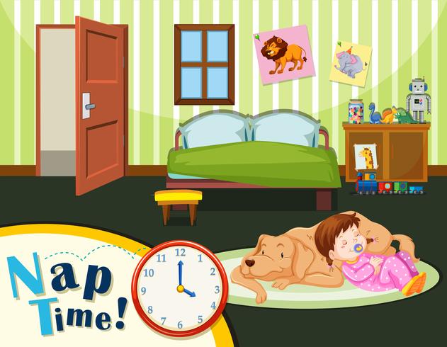 Young toddler nap time vector