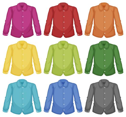 Set of colour collar shirt vector