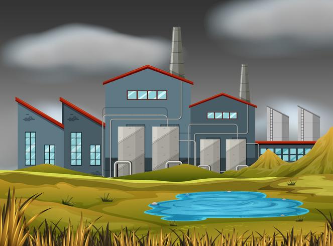 A nature factory scene vector