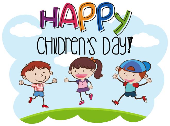 Happy childrens day kid scene vector