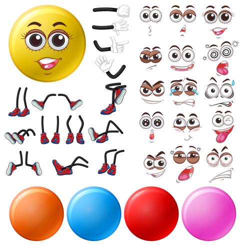 Different eye expressions and leg positions vector