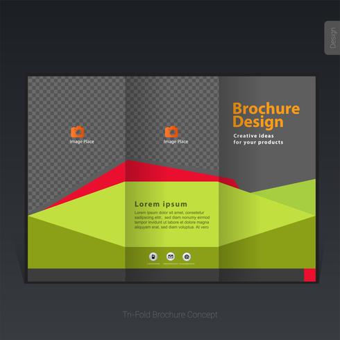 Colorful business tri-fold brochure template, cover design, flyer - Vector Illustration