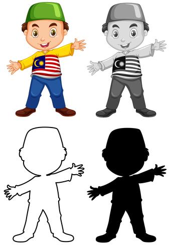 Conjunto de niño malayo vector