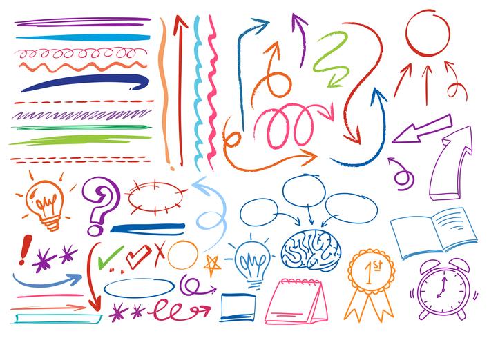 A Set of Colourful Doodle Symbol vector