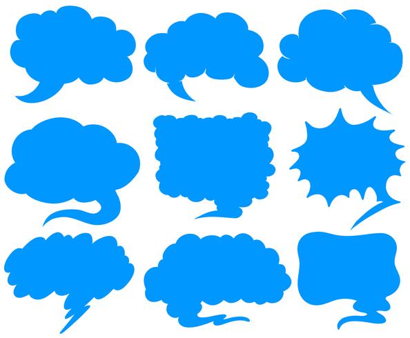 Blue speech bubbles in different shapes vector