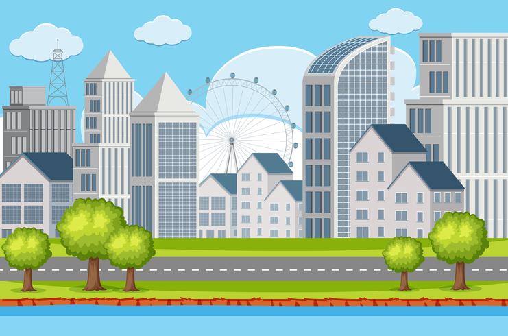 An urban building landscape vector