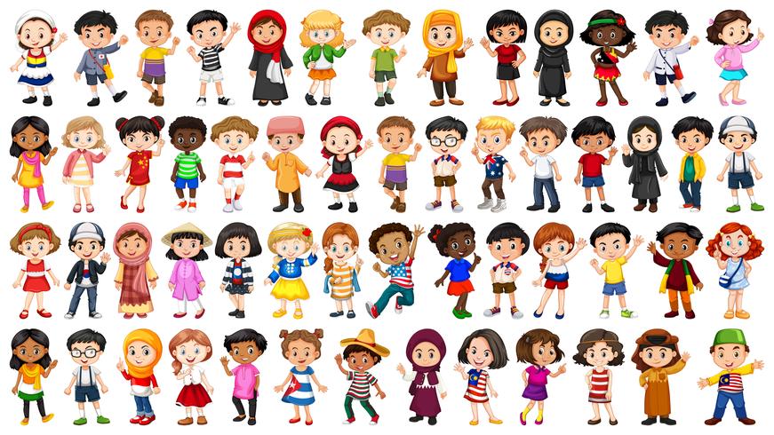 Set of multicultural people character vector