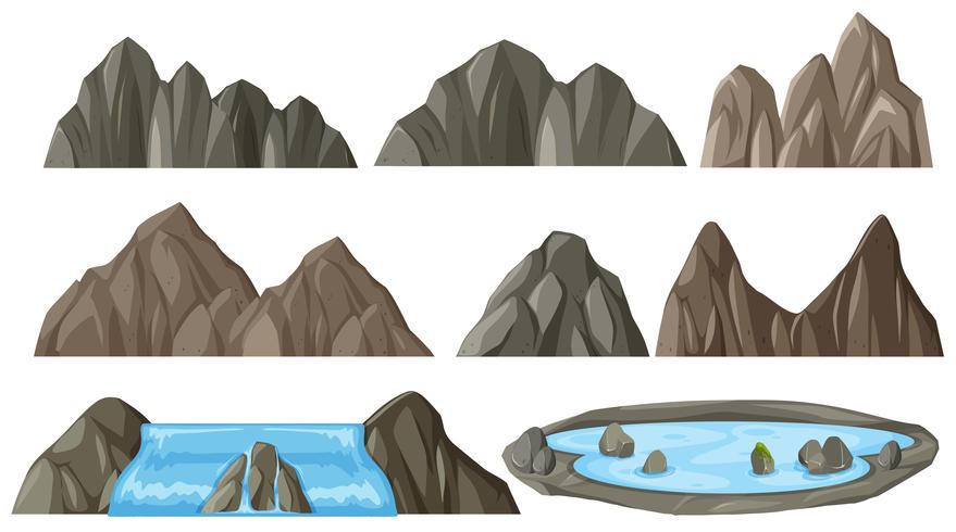 Set of different mountain vector