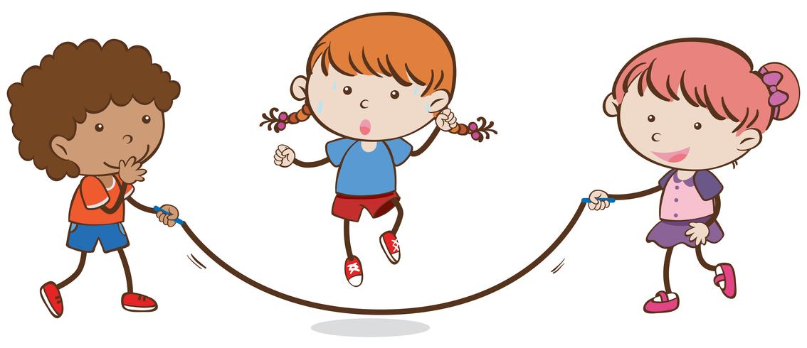 Kids Playing Rope Jumping on White Background vector