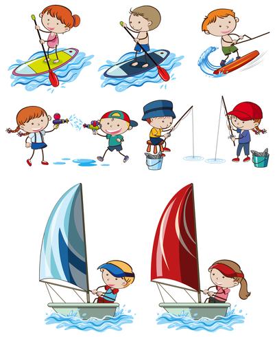 Doodle Kids and Sport Activities vector