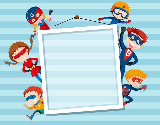 Set og superhero on frame vector