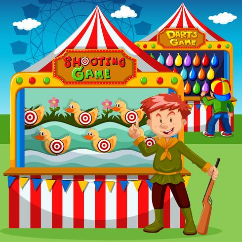 Game booths at the carnival vector