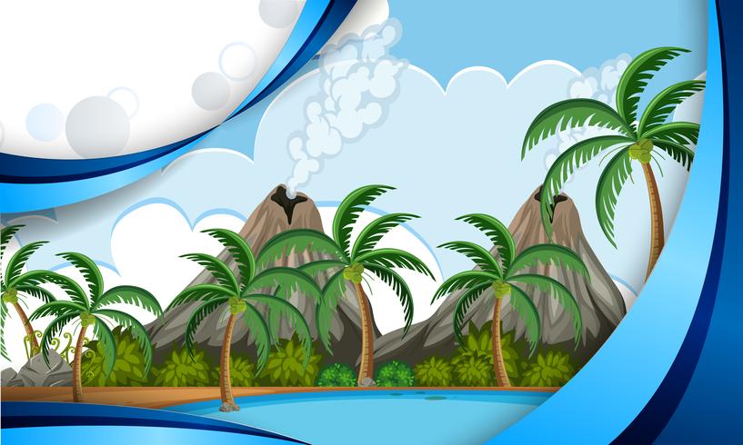 A template of volcano island vector