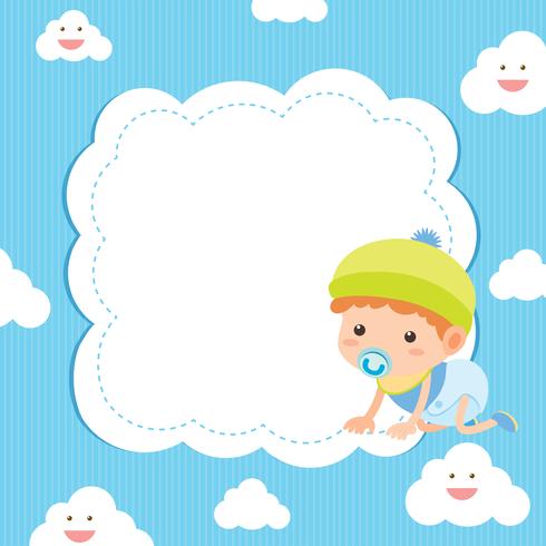 Banner template with baby on blue background vector