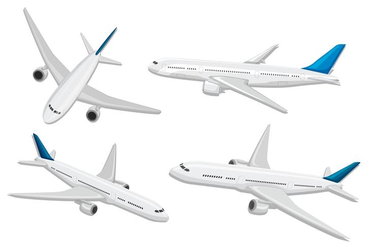 Un conjunto de aviones comerciales. vector