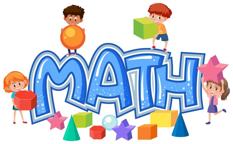 Grupo de niños en el icono de matemáticas vector