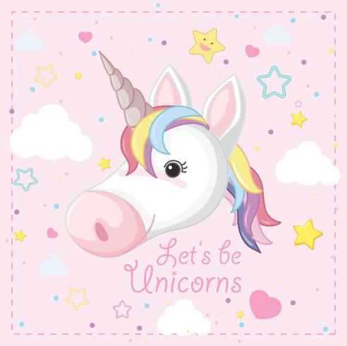 Fantasy Unicorn on Pink Background vector