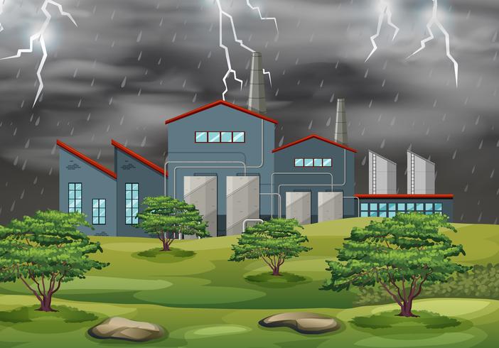 Factory in weather storm vector