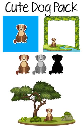 A pack of cute dog vector