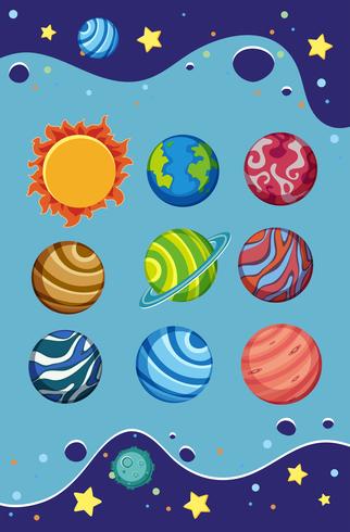 A set of solar systems vector