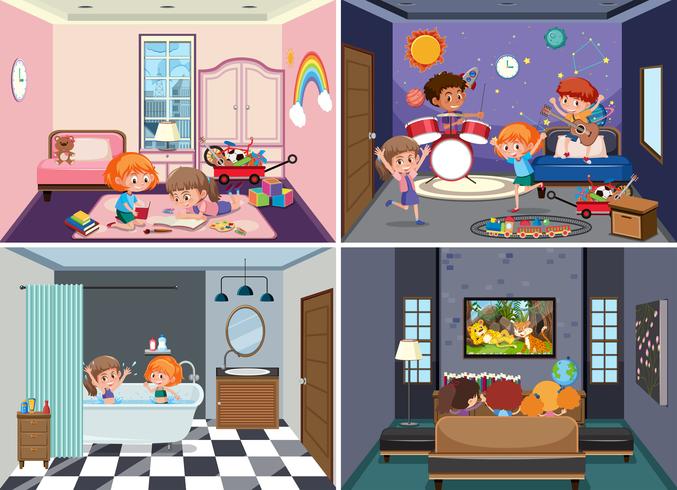 Set Of Children Scenes 614407 Vector Art At Vecteezy