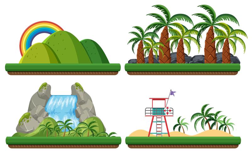 Set of floating scenes vector