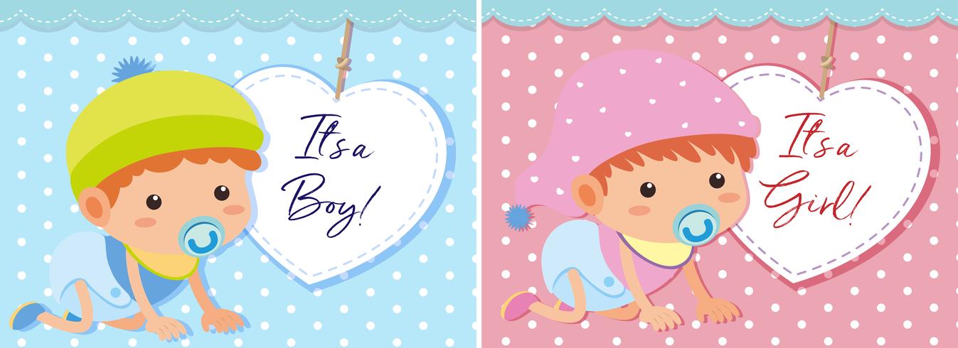 Baby boy and girl template vector