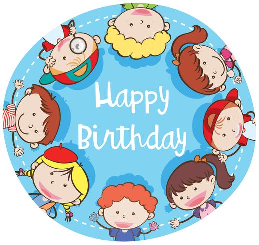 Doodle niños con cara feliz vector