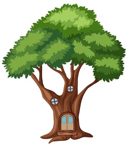 A tree house on white background vector