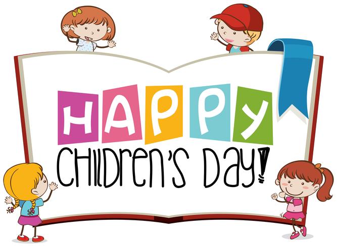 Happy childrens day scene vector