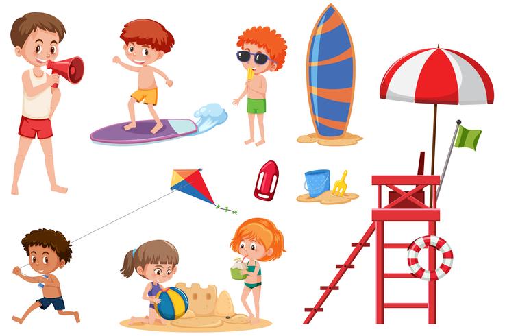 People at the beach set vector