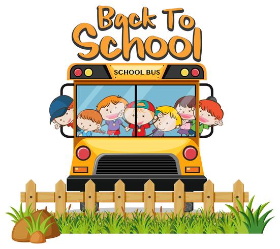 Children in School Bus on White Background vector