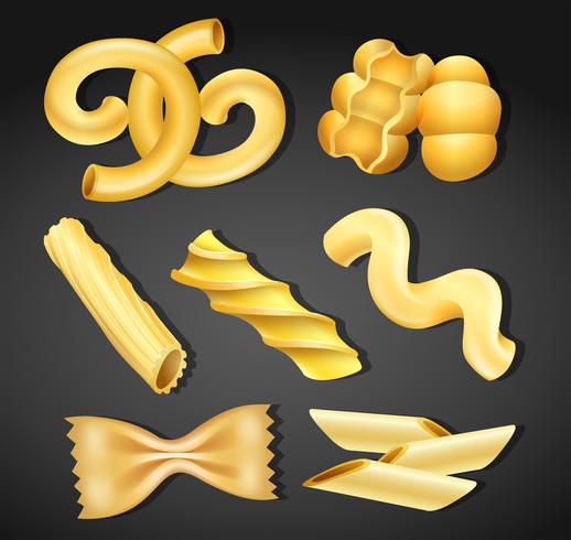 Un conjunto de variedades de pasta. vector