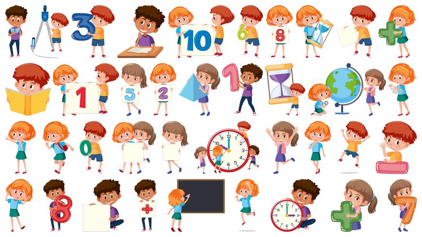 Set of mathematics kids vector