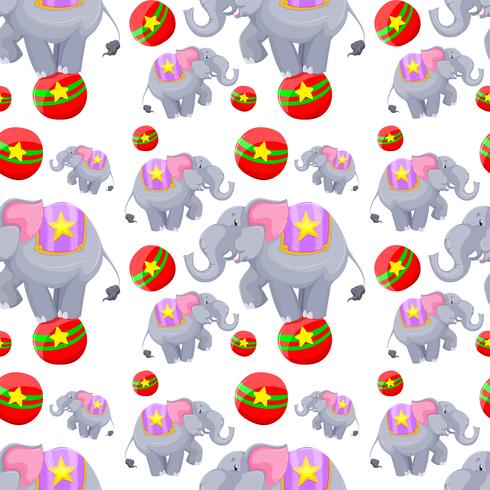 Seamless background design with elephants on balls vector