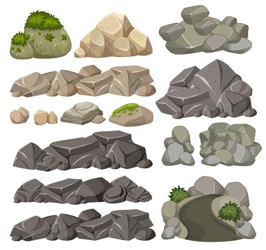 Conjunto de diferentes rocas vector