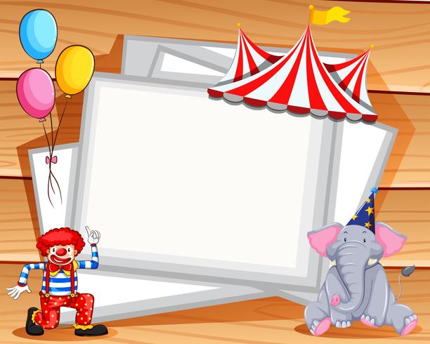Border design with clown and elephant vector