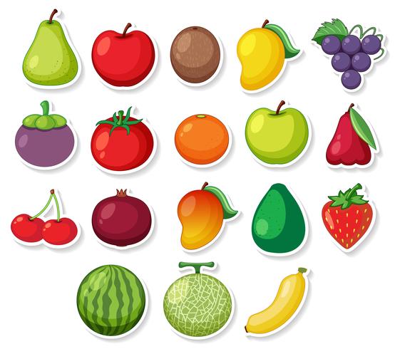 Un set de pegatina de fruta. vector