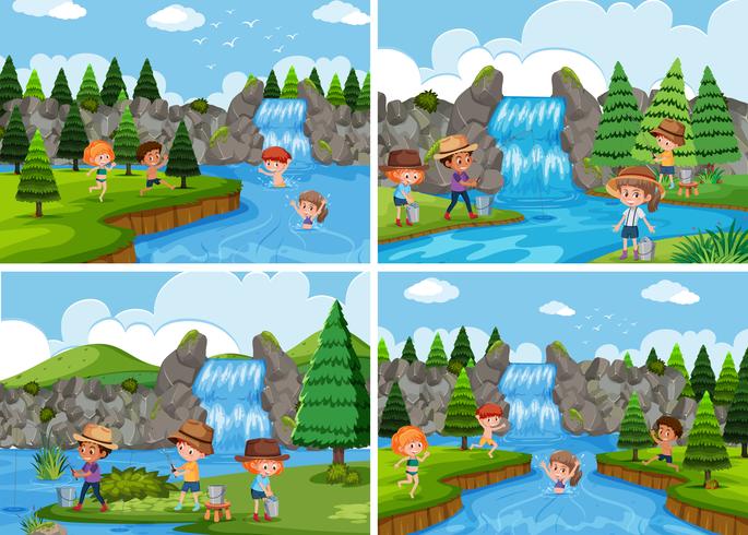 People and water activities vector