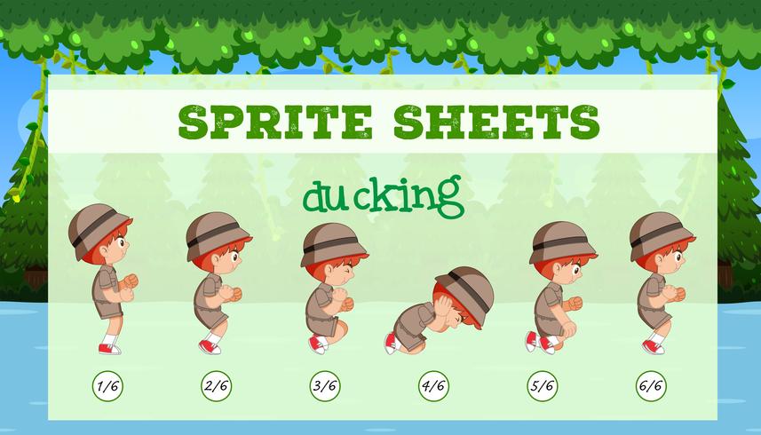 Sprite sheets boy ducking vector