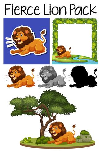 A pack of fierce lion vector