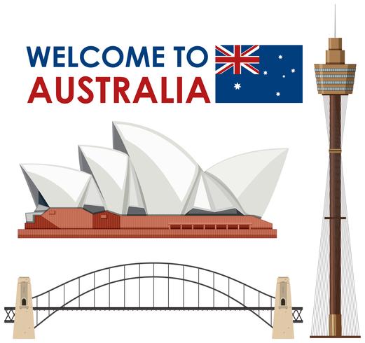 Australia Landmark on White Background vector