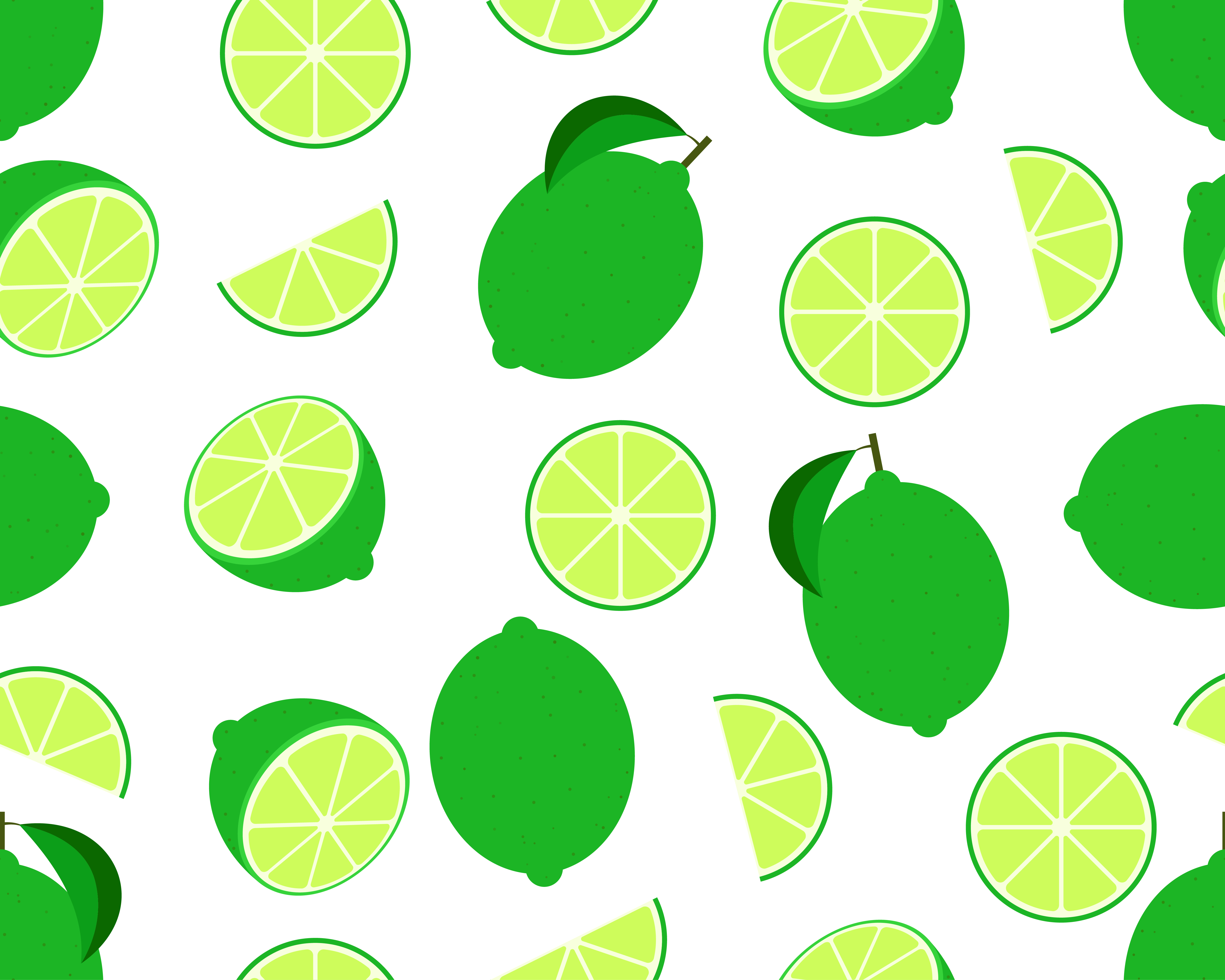 Seamless pattern of fresh lime isolated on white background Vector