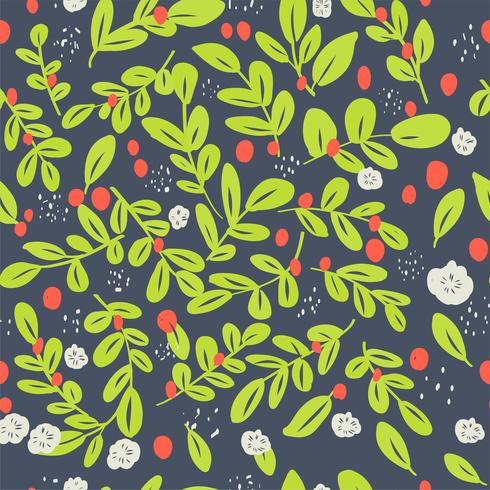 Seamless ditsy floral pattern with bright colorful flowers and leaves on black background in naive folk style. Summer template for fashion prints in vector. vector